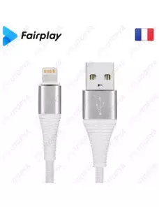 Cable USB vers Lightning 2A Fairplay ALVA 1M Blanc CAUSBFP-C02L1B - 2