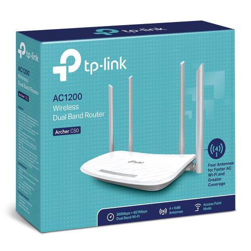 Routeur TP-Link Archer C50 AC1200 Wifi Dual-Band 4 Ports 10/100 ROTPARCHER_C50 - 4 Routeur TP-Link Archer C50 AC1200 Wifi Dual-Band 4 Ports 10/100 ROTPARCHER_C50 - 4