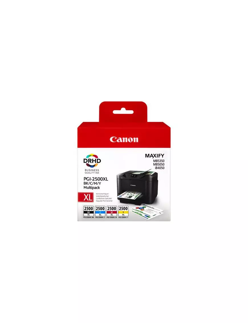 Cartouche Canon PGI-2500XL Multipack Noir Cyan Magenta Yellow CARTPGI2500XL-MULT - 1