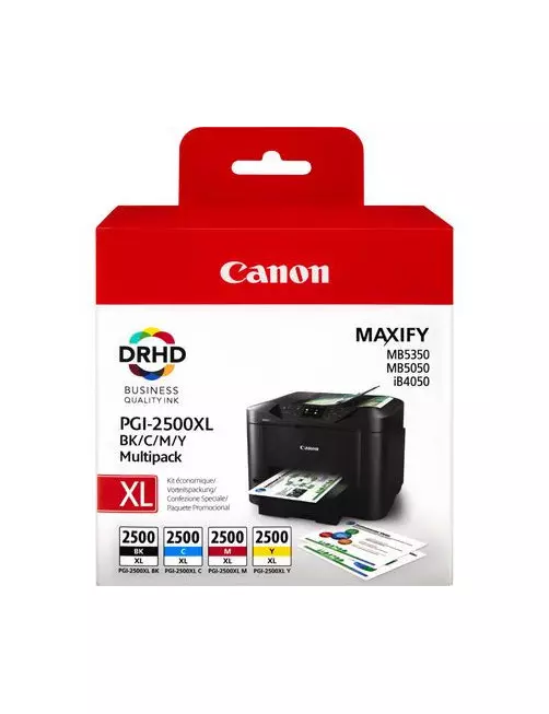 Cartouche Canon PGI-2500XL Multipack Noir Cyan Magenta Yellow CARTPGI2500XL-MULT - 1