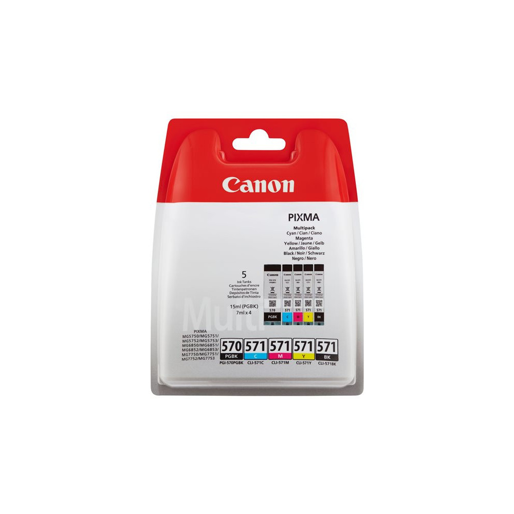 Cartouche Canon PGI-570 + CLI-571 Pack 5 Cartouches Cartouche Canon PGI-570 + CLI-571 Pack 5 Cartouches