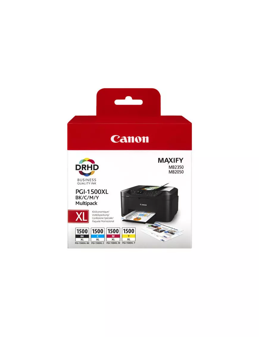 Cartouche Canon PGI-1500XL Multipack Noir Cyan Magenta Yellow CARTPGI1500XL-MULT - 1