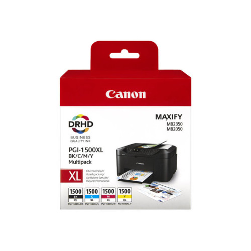 Cartouche Canon PGI-1500XL Multipack Noir Cyan Magenta Yellow CARTPGI1500XL-MULT - 1 Cartouche Canon PGI-1500XL Multipack Noir Cyan Magenta Yellow CARTPGI1500XL-MULT - 1