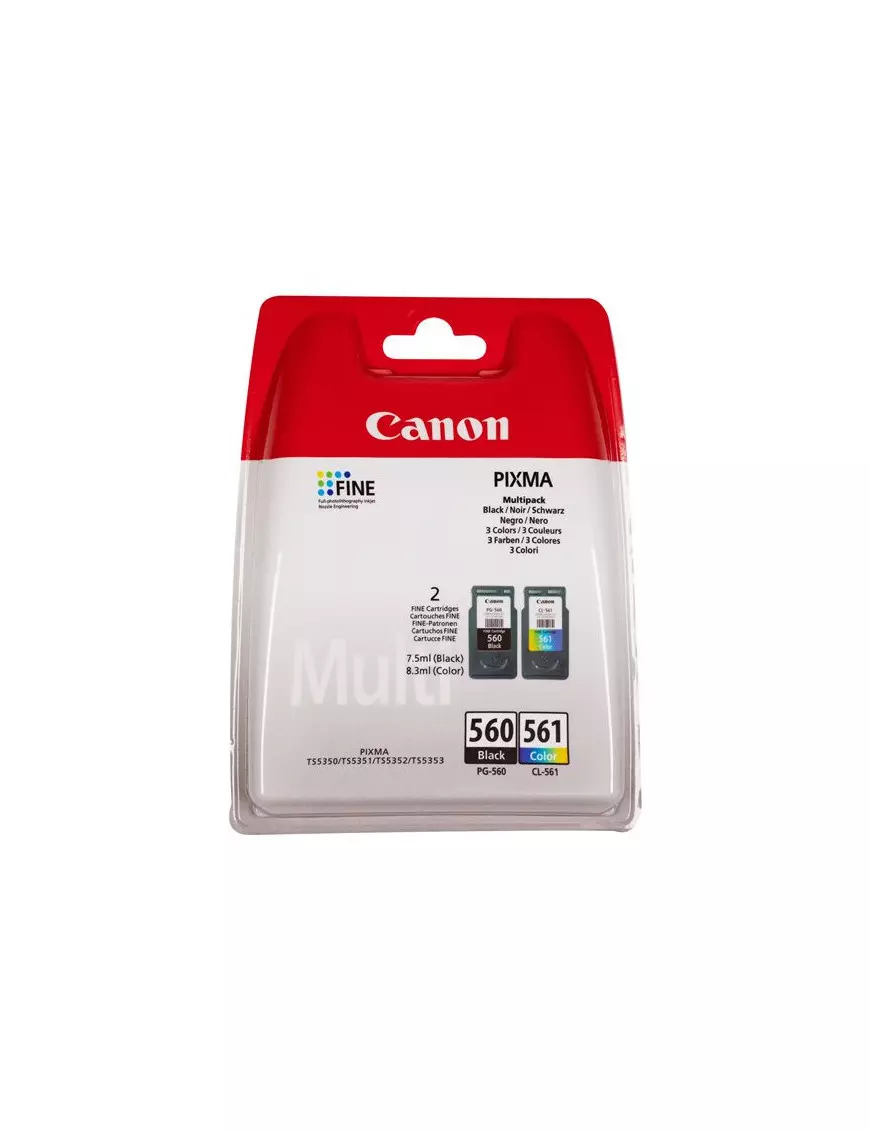 Pack Cartouche Canon PG-560 Noir + CL-561 Couleurs 180 pages CARTPG560+CL561 - 1