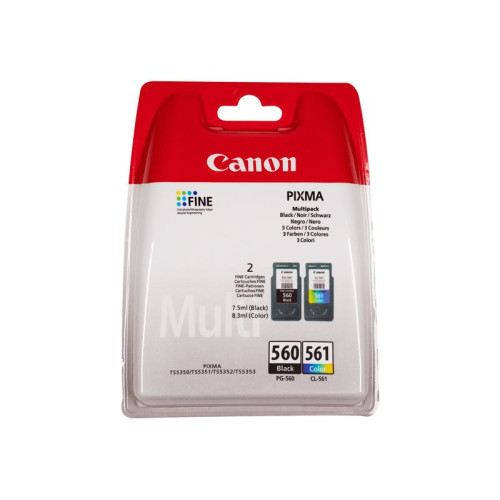 Pack Cartouche Canon PG-560 Noir + CL-561 Couleurs 180 pages CARTPG560+CL561 - 1 Pack Cartouche Canon PG-560 Noir + CL-561 Couleurs 180 pages CARTPG560+CL561 - 1