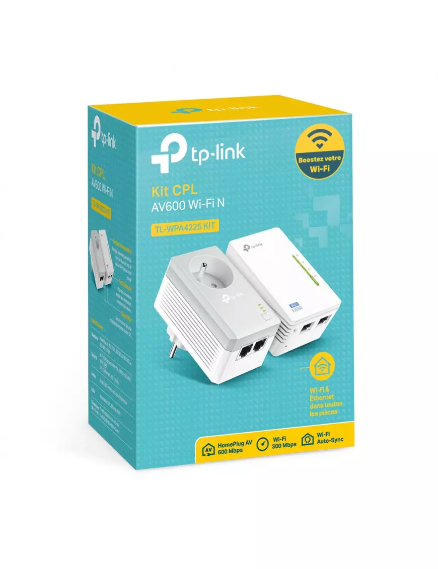 Pack 2x CPL TP-Link RJ45 600Mbits Wifi-N300Mbps TL-WPA4225KIT CPLTPTL-WPA4225KIT - 2