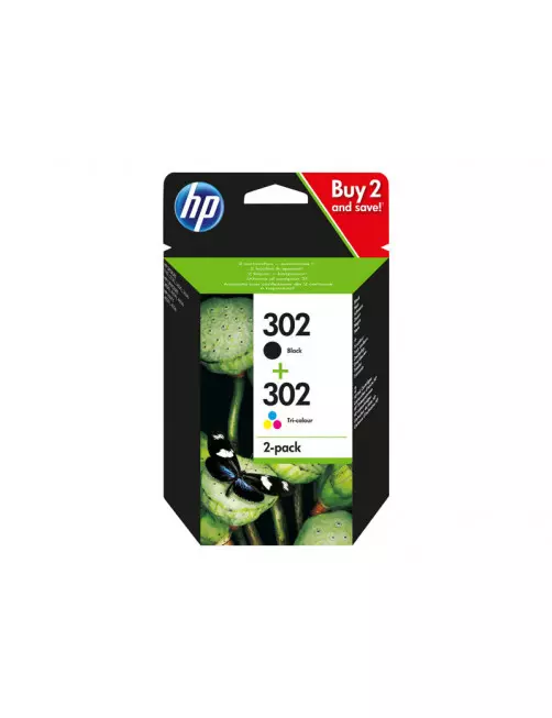 Pack Cartouche HP 302 Noir + Couleur X4D37AE CARTHP302PACK - 1