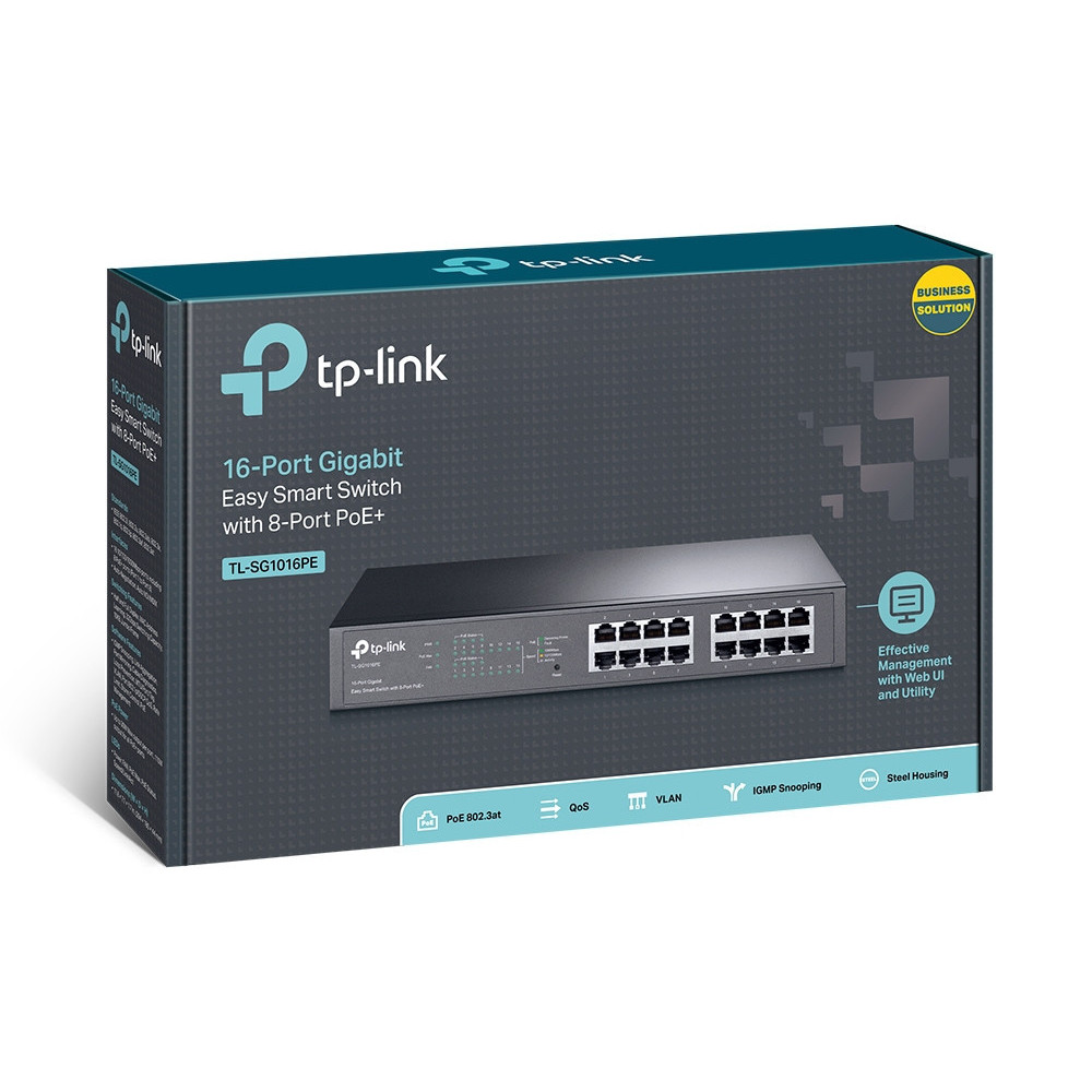 Switch RJ45 TP-Link TL-SG1016PE 10/100/1000 Mbps 16 Ports 8x PoE+