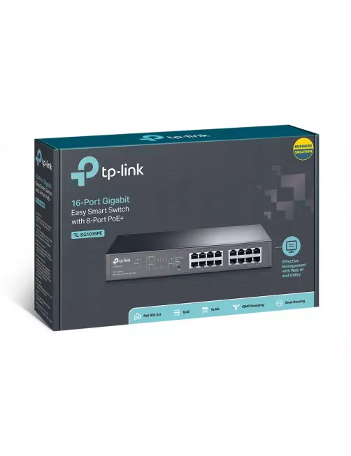 Switch RJ45 TP-Link TL-SG1016PE 10/100/1000 Mbps 16 Ports 8x PoE+ SW_TL-SG1016PE - 2