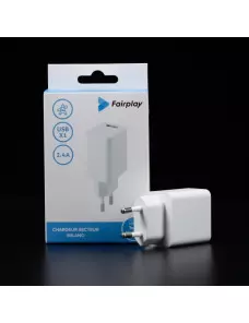 Alimentation Secteur 220V vers USB 5V 2.4A Fairplay MILANO ALIMUSBFP-H02W - 2