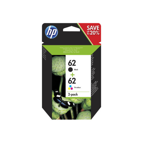 Pack Cartouche HP 62 Noir+Couleur N9J71AE CARTHP62BK+COLOR - 1 Pack Cartouche HP 62 Noir+Couleur N9J71AE CARTHP62BK+COLOR - 1