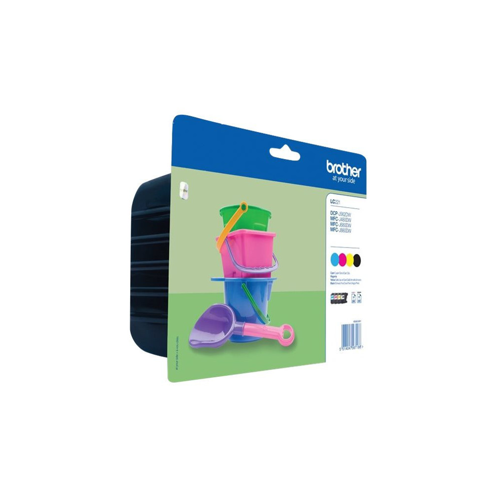 Pack Cartouche Brother LC221VALBP 1 x Noir 3 x Couleurs 260 pages