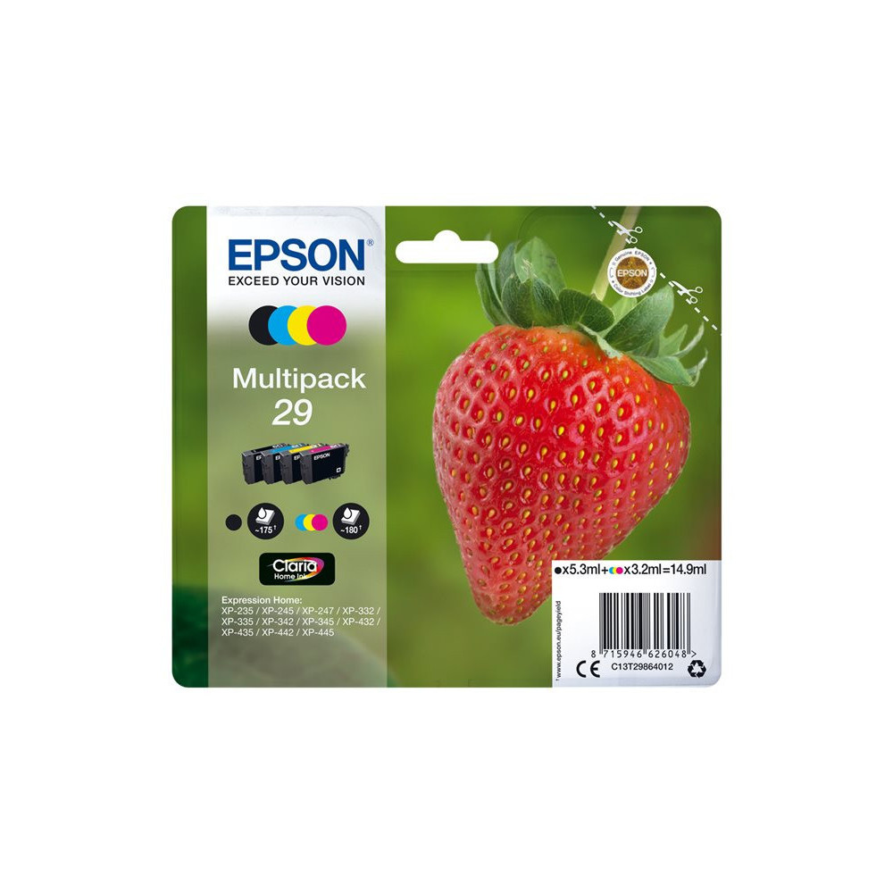 Cartouche Epson 29 Noir + 3 Couleurs XP-235/332/335/432/435