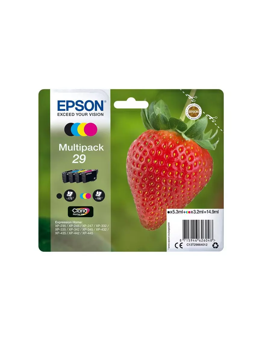 Cartouche Epson 29 Noir + 3 Couleurs XP-235/332/335/432/435