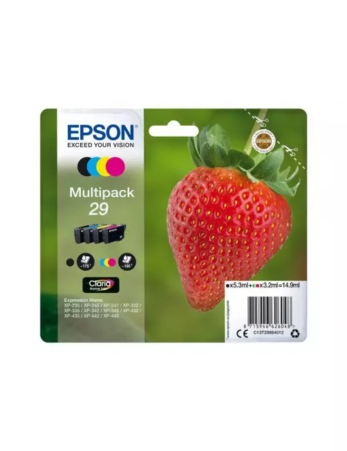 Cartouche Epson 29 Noir + 3 Couleurs XP-235/332/335/432/435 CARTEPT29MULTI - 1