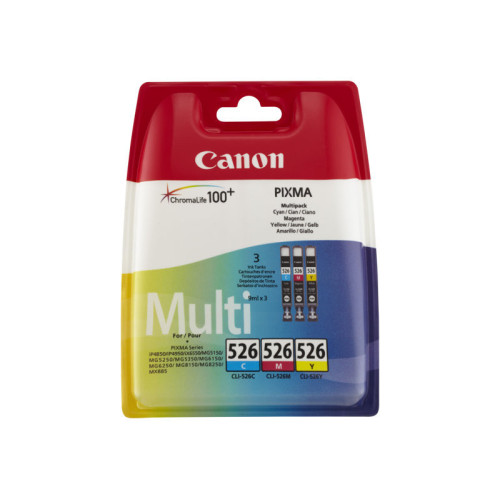 Cartouche Canon CLI-526 Pack 3 Couleurs CARTCLI526CMY - 1 Cartouche Canon CLI-526 Pack 3 Couleurs CARTCLI526CMY - 1