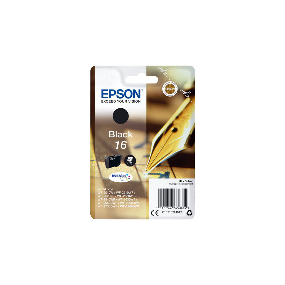 Cartouche Epson 16 Noir WF-2010/2510/2520/2530/2540 Cartouche Epson 16 Noir WF-2010/2510/2520/2530/2540