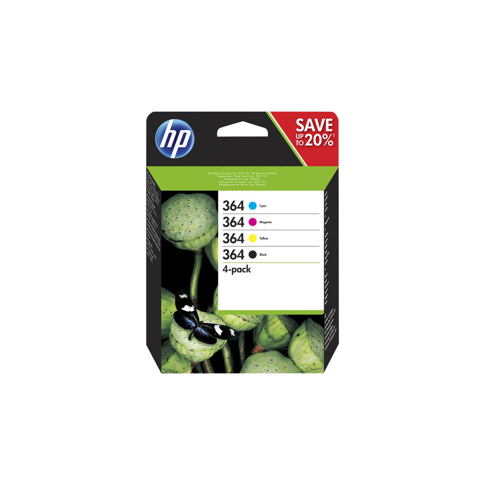 Cartouche HP 364 Combo 1x Noir + 3x Couleur N9J73AE
