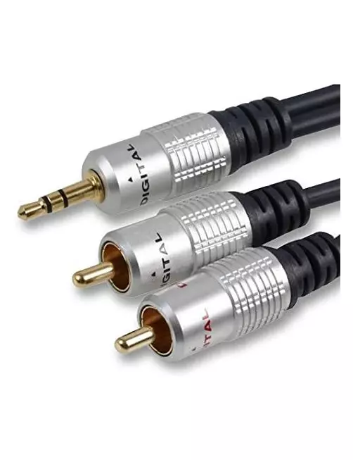 Cable Audio Jack 3.5mm vers 2 x RCA 0.75M Qualité Pro CAJACKRCA_HQ_0.75M - 1