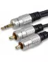 Cable Audio Jack 3.5mm vers 2 x RCA 0.75M Qualité Pro CAJACKRCA_HQ_0.75M - 1