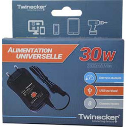 Adaptateur d'alimentation Twinecker 149961 220V vers 3V-12V 2.5A 8emb ALIM220TW_149961 - 1