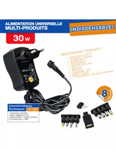 Adaptateur d'alimentation Twinecker 149961 220V vers 3V-12V 2.5A 8emb ALIM220TW_149961 - 2