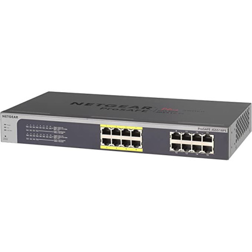 Switch RJ45 Netgear JGS516PE-100EUS 10/100/1000 Mbps 16 Ports/8 POE SW_NE-JGS516PE-100 - 1 Switch RJ45 Netgear JGS516PE-100EUS 10/100/1000 Mbps 16 Ports/8 POE SW_NE-JGS516PE-100 - 1