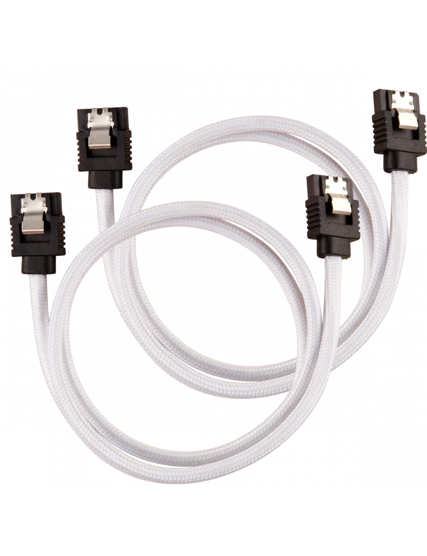 2x Câbles Corsair gainé Premium SATA 6Gbps 60 cm Blanc