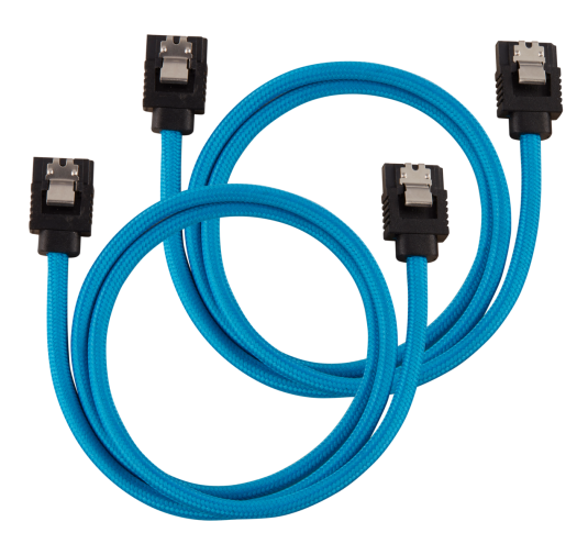 2x Câbles Corsair gainé Premium SATA 6Gbps 60 cm Bleu NSATACO-60-B-D - 1 2x Câbles Corsair gainé Premium SATA 6Gbps 60 cm Bleu NSATACO-60-B-D - 1