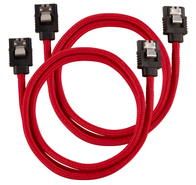2x Câbles Corsair gainé Premium SATA 6Gbps 60 cm Rouge NSATACO-60-R-D - 2