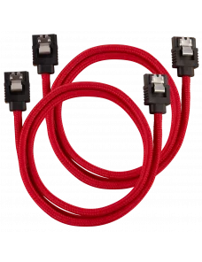 2x Câbles Corsair gainé Premium SATA 6Gbps 60 cm Rouge NSATACO-60-R-D - 2