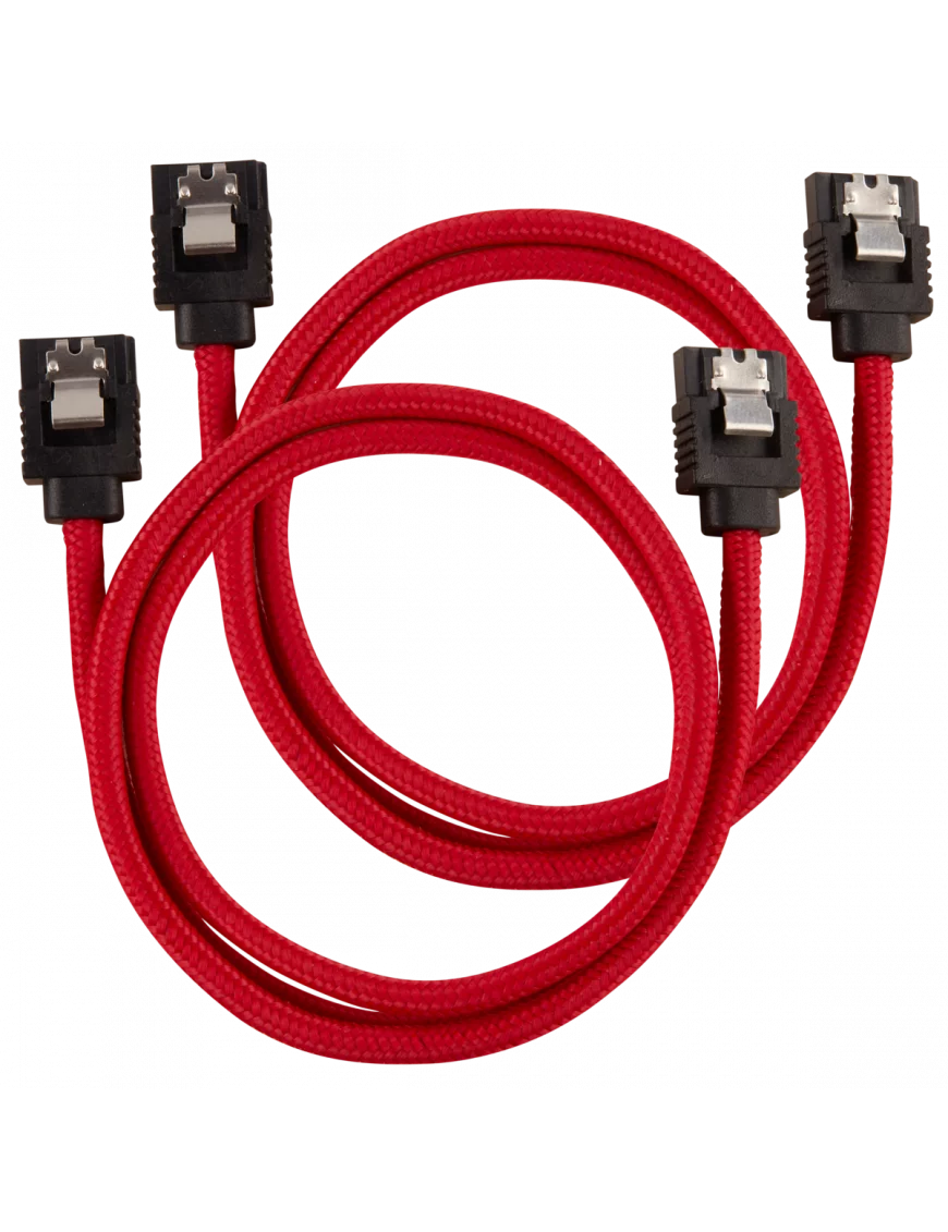 2x Câbles Corsair gainé Premium SATA 6Gbps 60 cm Rouge NSATACO-60-R-D - 2