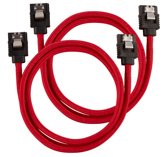2x Câbles Corsair gainé Premium SATA 6Gbps 60 cm Rouge NSATACO-60-R-D - 2
