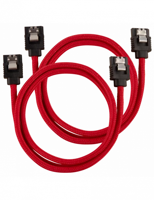 2x Câbles Corsair gainé Premium SATA 6Gbps 60 cm Rouge NSATACO-60-R-D - 2