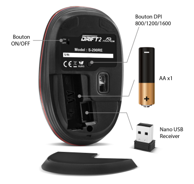Souris Advance Drift 2 Red 1600dpi Sans Fil Advance - 4