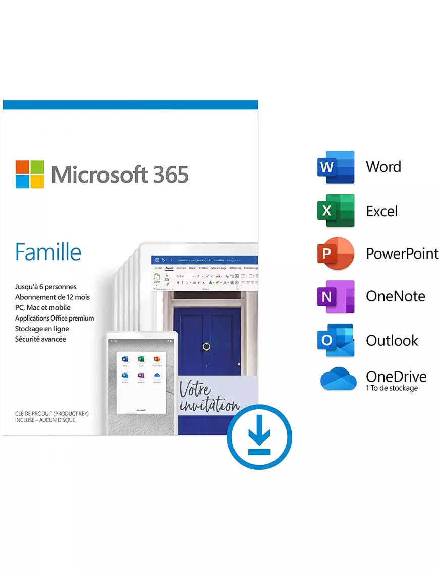 Microsoft 365 Famille 6 Personnes (ESD) Abonnement 1 an OFF365_HOME-ESD - 1