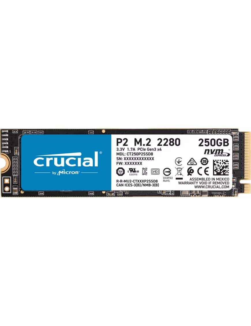 SSD 250Go Crucial P2 M.2 NVMe PCIe Type 2280 2100Mo/s 1150Mo/s SSD250_C_P2-M2 - 1