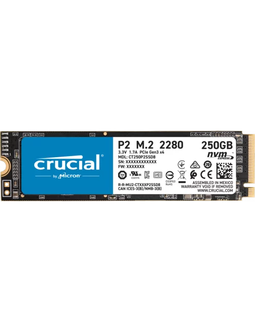 SSD 250Go Crucial P2 M.2 NVMe PCIe Type 2280 2100Mo/s 1150Mo/s SSD250_C_P2-M2 - 1
