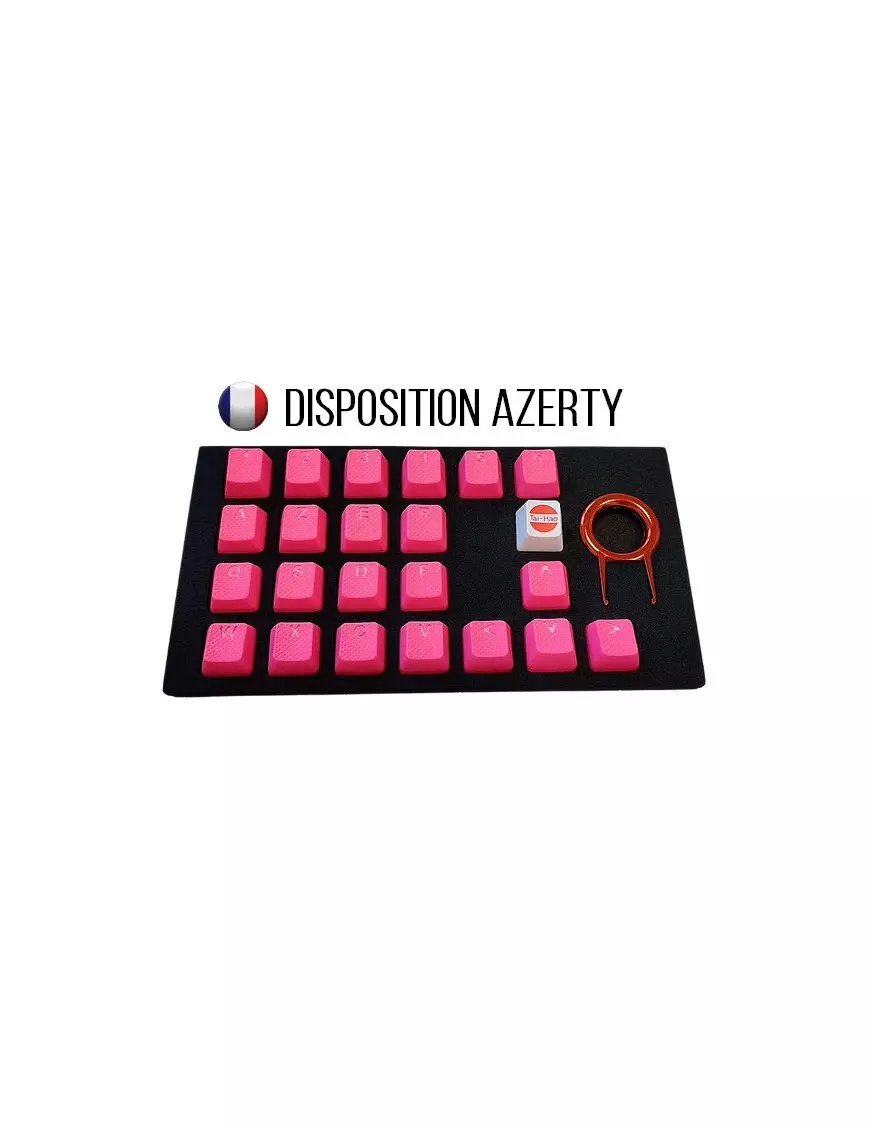 Keycaps DoubleShot TaiHao Neon Pink 22 Touches Grip Gomme CLTHFR022C03PK101 - 1