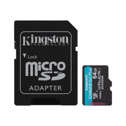 Mémoire Micro SDXC 64Go Kingston Canvas Go Plus A2/V30/UHS-I U3 Kingston - 1