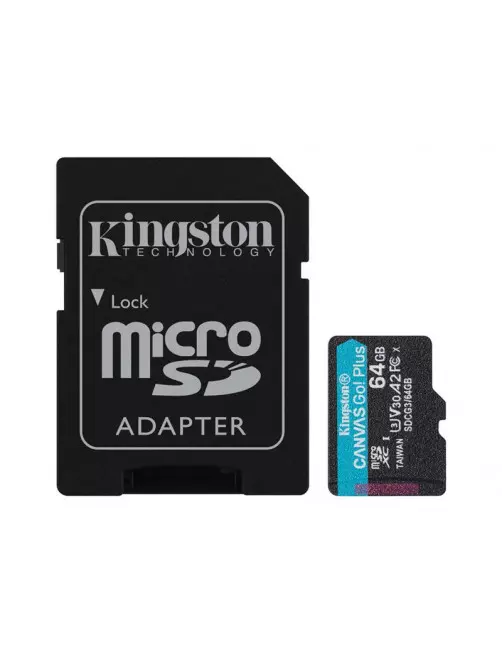 Mémoire Micro SDXC 64Go Kingston Canvas Go Plus A2/V30/UHS-I U3 Kingston - 1