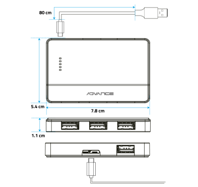 HUB Advance HUB-406PL 4 Ports USB 3.0 80cm HUBADHUB-406PL - 1