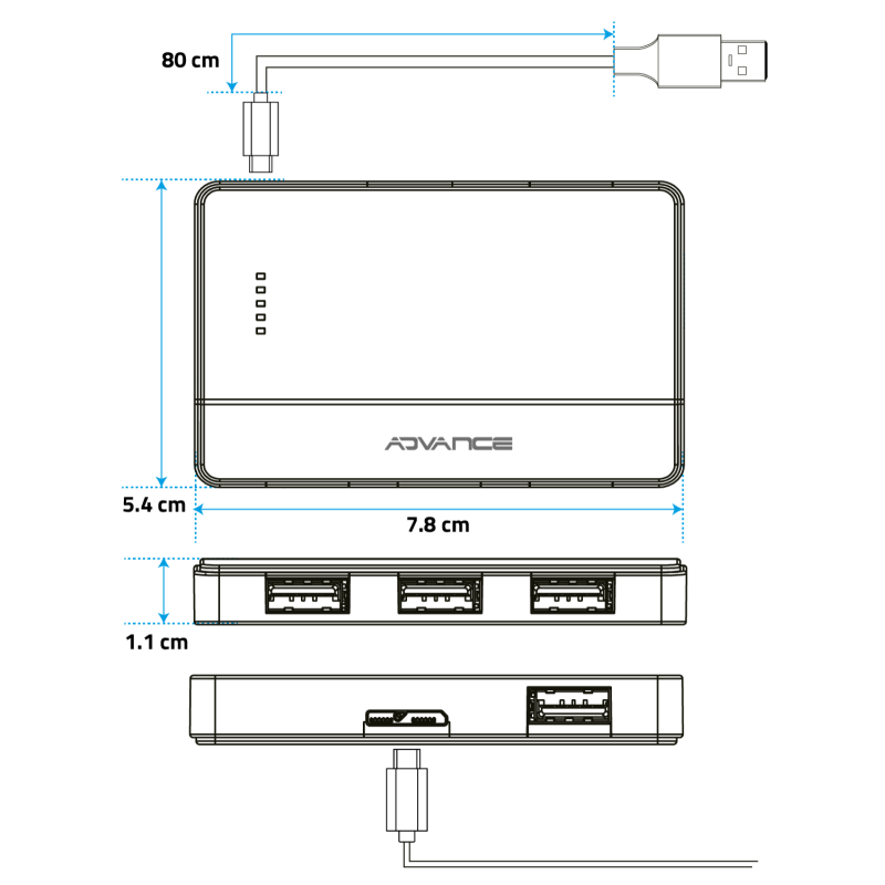 HUB Advance XPAND STARTER 4x USB 3.0 80cm