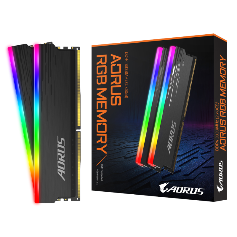 DDR4 Gigabyte AORUS Kit 16Go 2x8Go 3333Mhz CL18 1.35V LED RGB DDR4 Gigabyte AORUS Kit 16Go 2x8Go 3333Mhz CL18 1.35V LED RGB