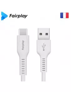 Cable USB vers Type-C 3A Fairplay 1M Blanc LIRIO S2 CAUSBFP-LIRBCB - 1