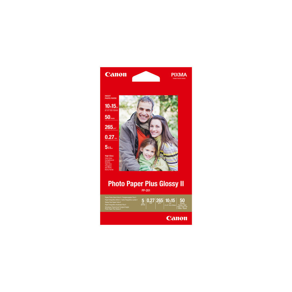 50 x Canon Photo Paper Plus Glossy II PP-201 10x15 102x152mm 265g/m2