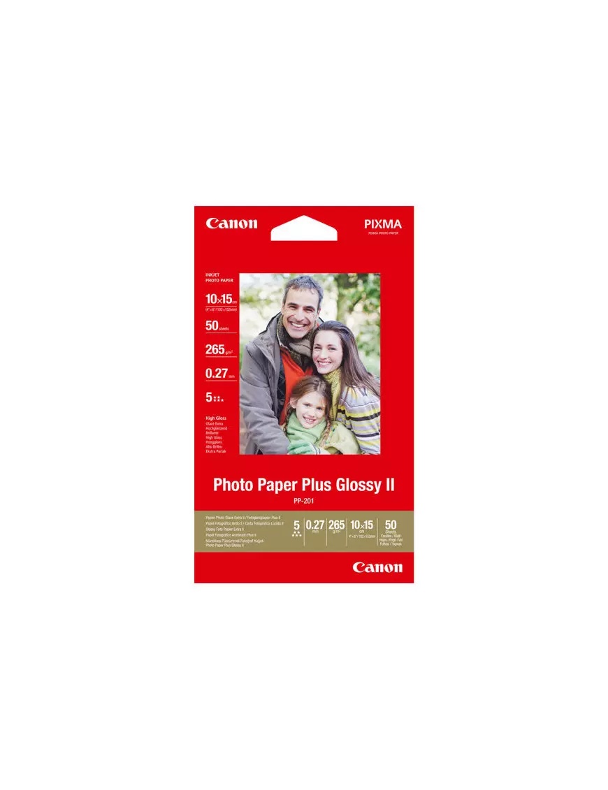 50 x Canon Photo Paper Plus Glossy II PP-201 10x15 102x152mm 265g/m2