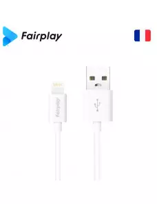 Cable USB vers Lightning 2.4A Fairplay SENECIO 1M Blanc CAUSBFP-C03L1B - 1