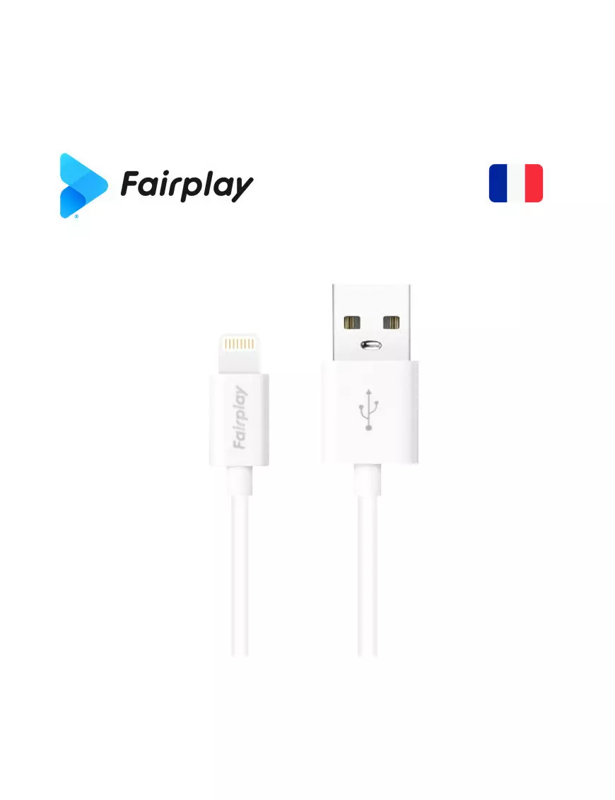 Cable USB vers Lightning 2.4A Fairplay SENECIO 1M Blanc CAUSBFP-C03L1B - 1