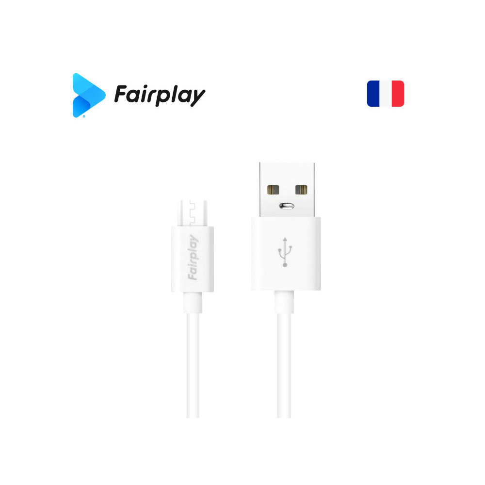 Cable USB vers Micro-USB 2.4A Fairplay SENECIO 1M Blanc Cable USB vers Micro-USB 2.4A Fairplay SENECIO 1M Blanc